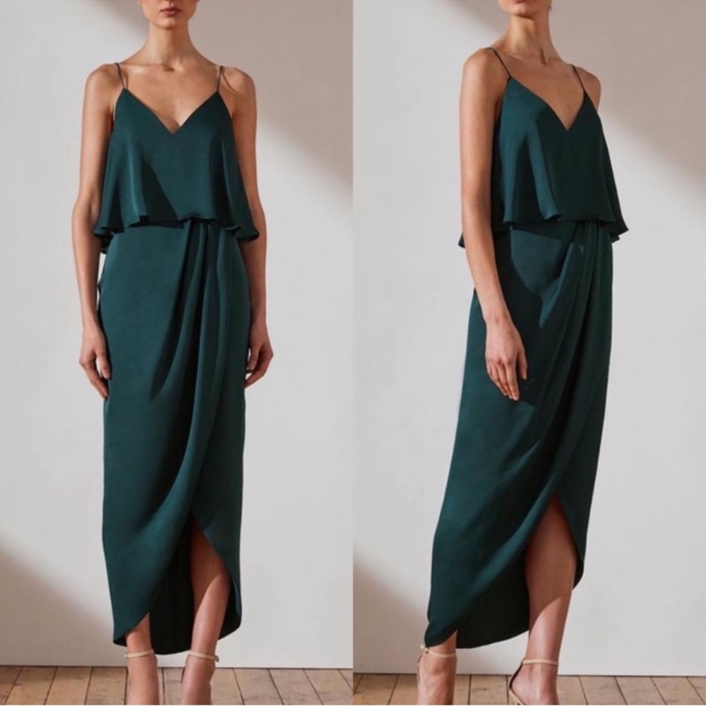 EUC Shona Joy Luxe Cocktail Frill Dress Green Tulip size 6